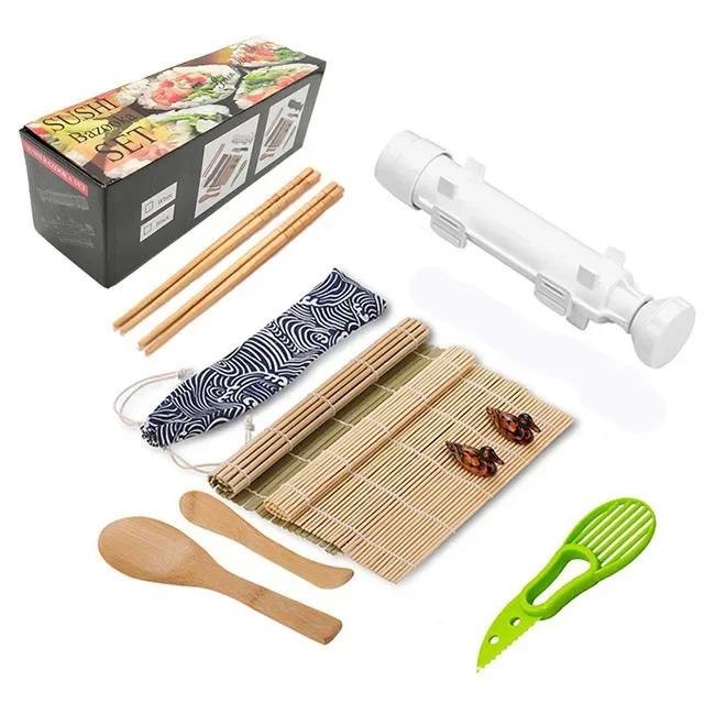 Sushi Maker Set Machine Sushi Mold Bazooka Roller Kit Vegetable Meat Rolling Bamboo Mat DIY Rice and Vegetable Roll Sushi Mold S
