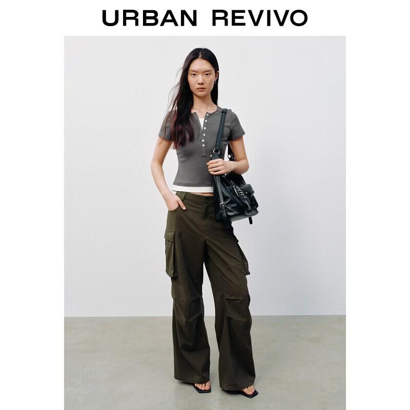 UR2026 Women s Trendy Retro Pleated Wide-leg Pants S кофейный