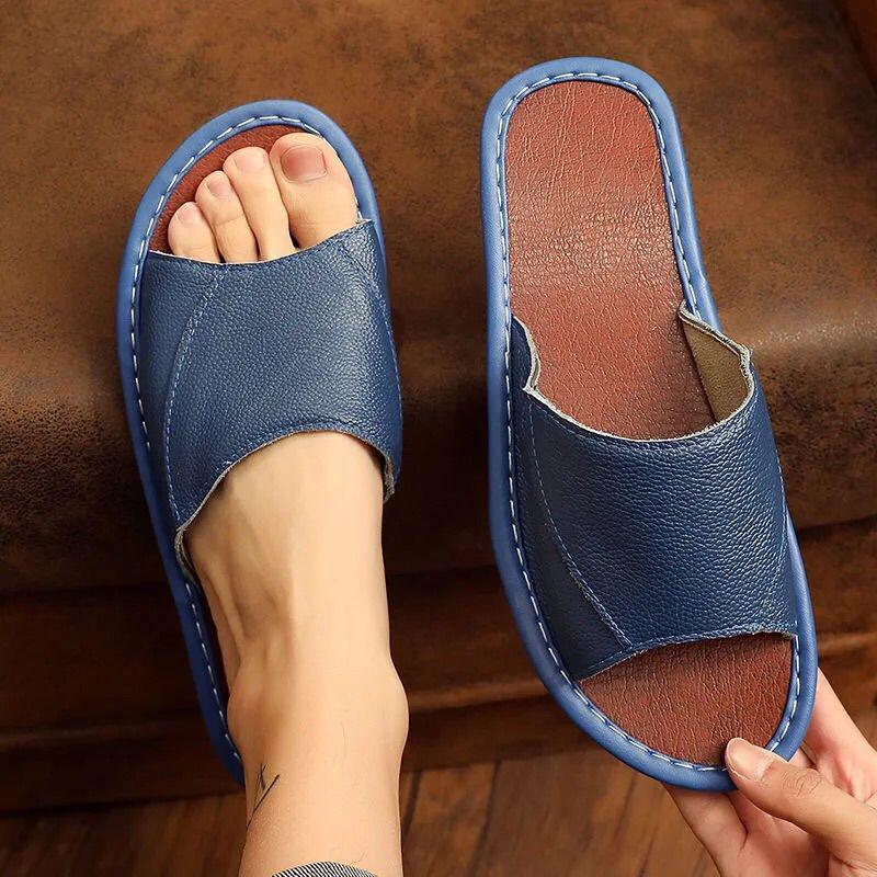 Unisex Echtleder Rindsleder Hausschuhe: Rutschfest, Bequem, Lässig und Kühl für Alle Jahreszeiten