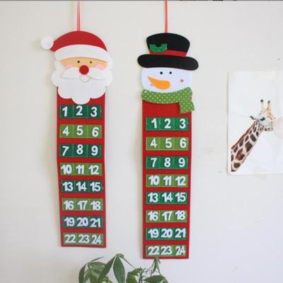 Filz-Weihnachtsbaum-Dekoration Adventskalender-Anhänger Schneemann Weihnachtsmann Weihnachts-Thema Dekoration Countdown-Kalender