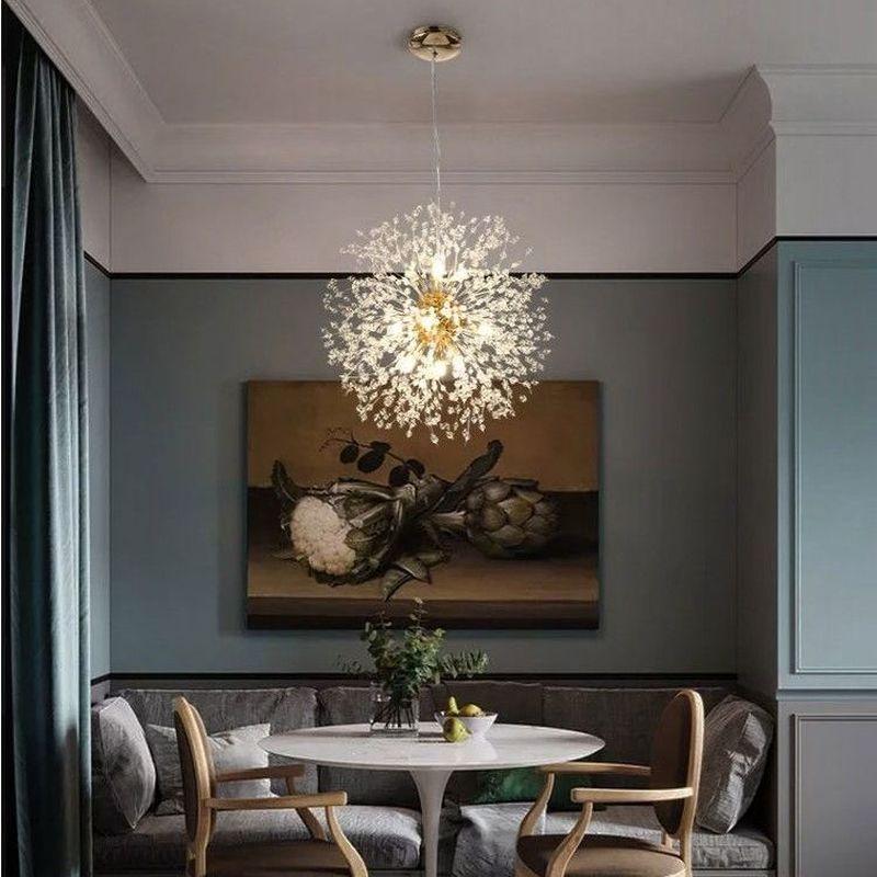 Modern Crystal Dandelion Chandelier Lighting Pendant Lamp For Living Room Dining Room Home Decoration