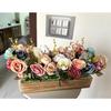 Wooden Pot with Multi-Design Dry Artificial Flowers, Perfect Home Office Gift, Elegant Décor (Multi Long)