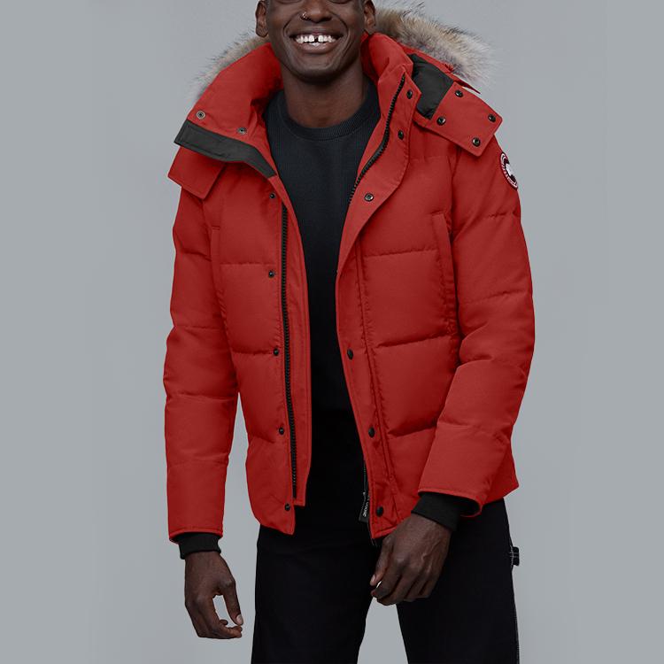 Canada Goose Wyndham Down Jackets Men's Red Maple Hooded Moderate Straight Fit 3808M-809