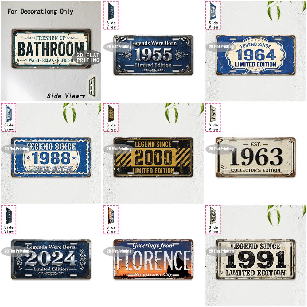 Tin Sign - Vintage Durable Metal Plaque Wall Decor, Home Office Bar Man Cave Bathroom City Birth Year License Plate Wall Art