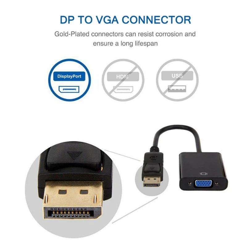 DP Male To VGA Female Adapter Cable DisplayPort To VGA Converter for Projector DTV TV HDVD Laptop Monitor