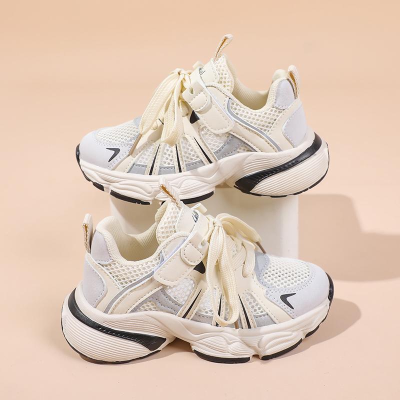 

Kids Sneakers Thick Soft Sole Mesh Breathable Children Running Shoes Hook&loop 2025 New Boys Girls Sports Shoes Handsome Trendy 26 бежевый