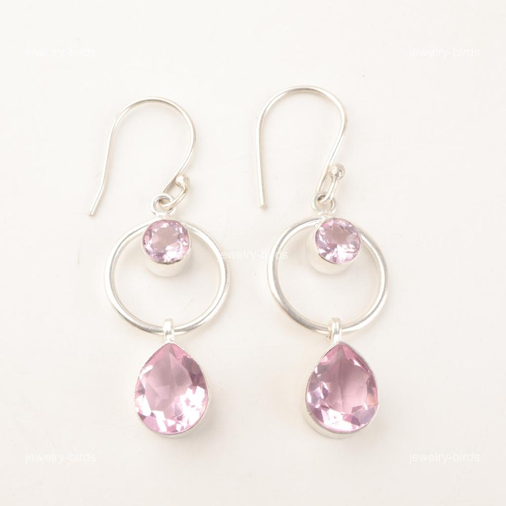 Morganite Gemstone 925 Sterling Silver Mothers day New Dangling Earrings Jewelry EE-140-2