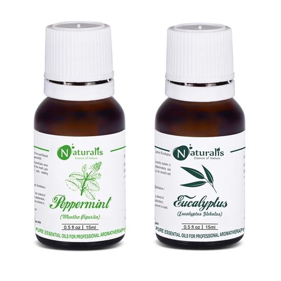 Naturalis Sinus Relief Therapeutic Grade Essential Oil Set 2 of Peppermint Essential Oil, Eucalyptus Essential Oil - 15ml