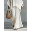 2026 New Women's Simple Loose Linen Blend Shirt and Wide-Leg Pants Set