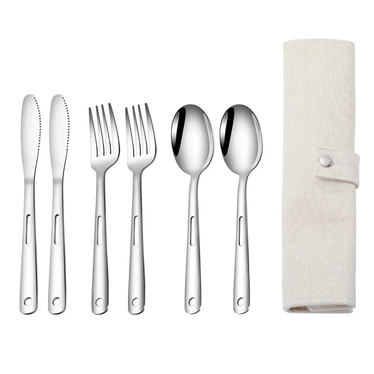 

Elegant Silverware Cutlery Set 7-piece Set Compact Design Dishwasher Safe Lightweight Utensils Mirror Polished