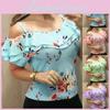Print Women Floral Cold Shoulder Tops Summer Beach Tank Tops Vest Blouses Shirt