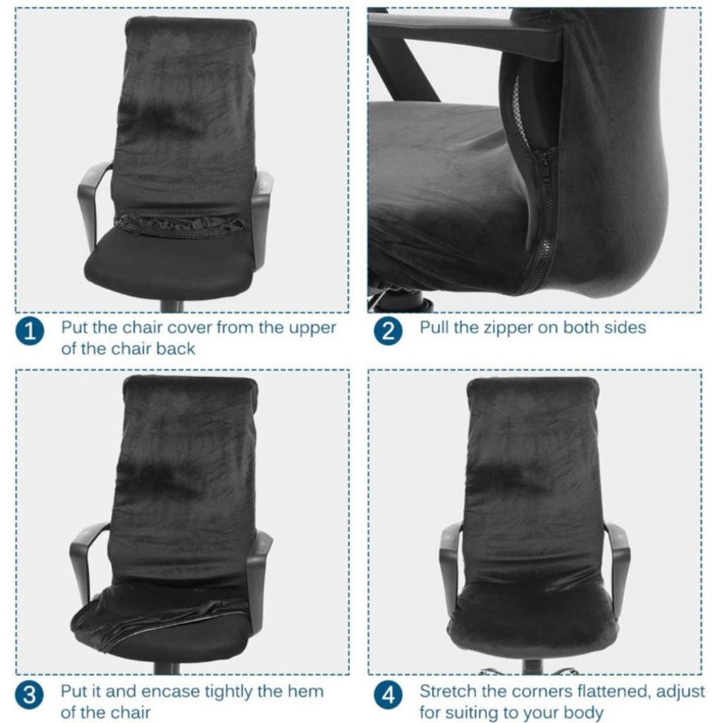 Velvet Stretch Office Chair Covers Computer Chair Slipcover Removable Washable Rotating Desk Rotating Boss Chair Slipcovers