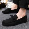 Fashion Flat Slip-on Casual Shoes for Men British Style Black Elegant Trends 2025 Sneakers Legitimate Comfortable Non-leather Man Shoe
