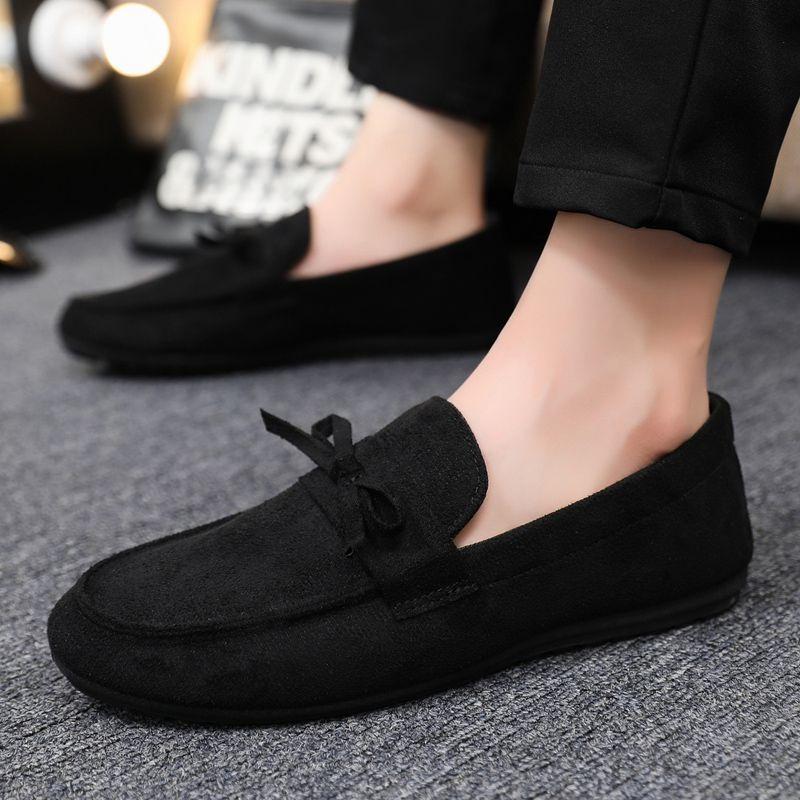 Fashion Flat Slip-on Casual Shoes for Men British Style Black Elegant Trends 2025 Sneakers Legitimate Comfortable Non-leather Man Shoe