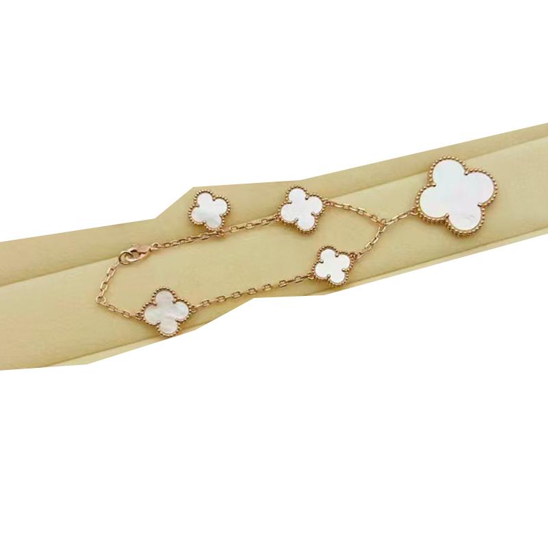 Bransoletka Seiko Wysokiej Jakości V Złoto Czterolistna Koniczyna Rozmiar Asymetryczna Pięciokwiatowa Naturalna Masa Perłowa Bransoletka Damska