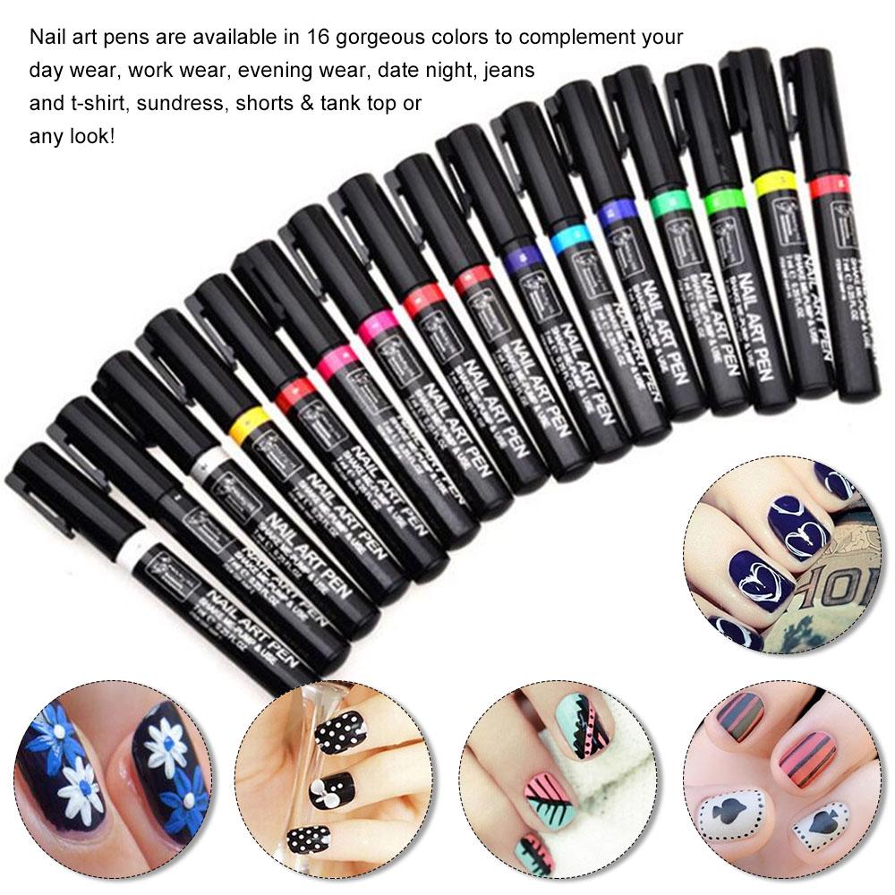 16Pcs Nail Art Pen Set 3D Nail Polish Pen Nail Art DIY Polish Pen
