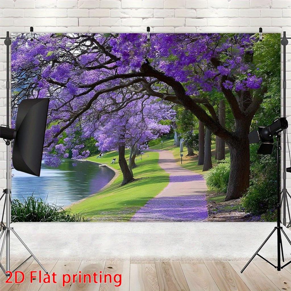 1Pcs Printed Jacaranda Tree Lake Decoration Background Winter Backdrop Decorations For Photo Studio Photo Booth Christams Party