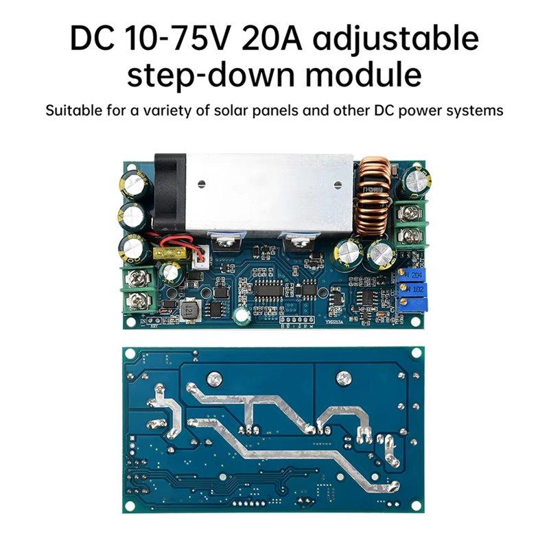 ABUO-CC CV MPPT Solar Charging DC-DC Buck Converter Module 10-75V Input To 2-60V Output 20A Adjustable Step-Down Module