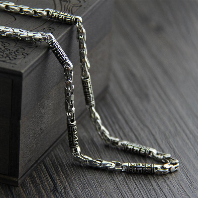 

2022 Настоящее серебро S925 ювелирные изделия Ретро буддийская шестизначная мантра 5 мм цепочка из чешуи дракона модное мужское ожерелье праздничные подарки