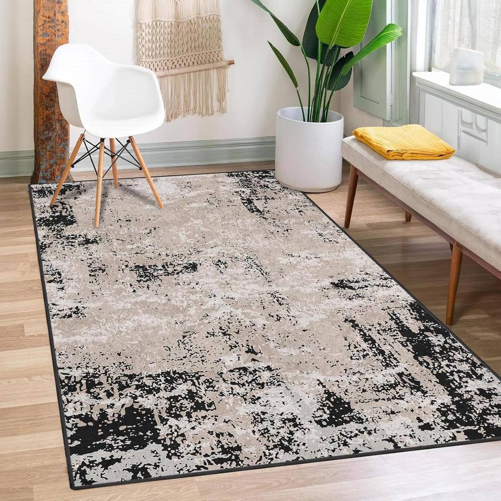 African American Tribal Geometric Area Rug Washable Carpet for Bedroom Living Room Kitchen Entrance Non Slip Flannel Carpets