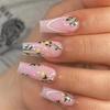 24Pcs Pink Matte French Leopard Square Coffin Press On Nails Artificial Acrylic Fake Nails For Women
