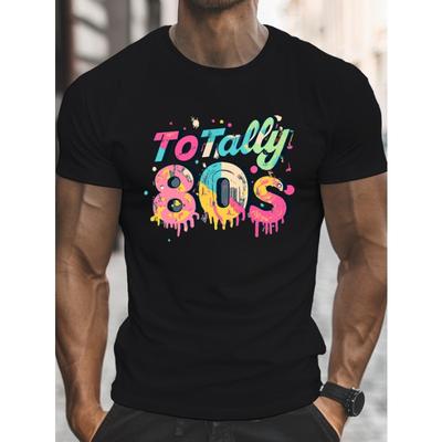 European Sizes Plus Size Men's "Totally 80's" Graphic T-Shirt - Vibrant Typography, Casual Summer Short Sleeve Tee for Big & Tall Guys