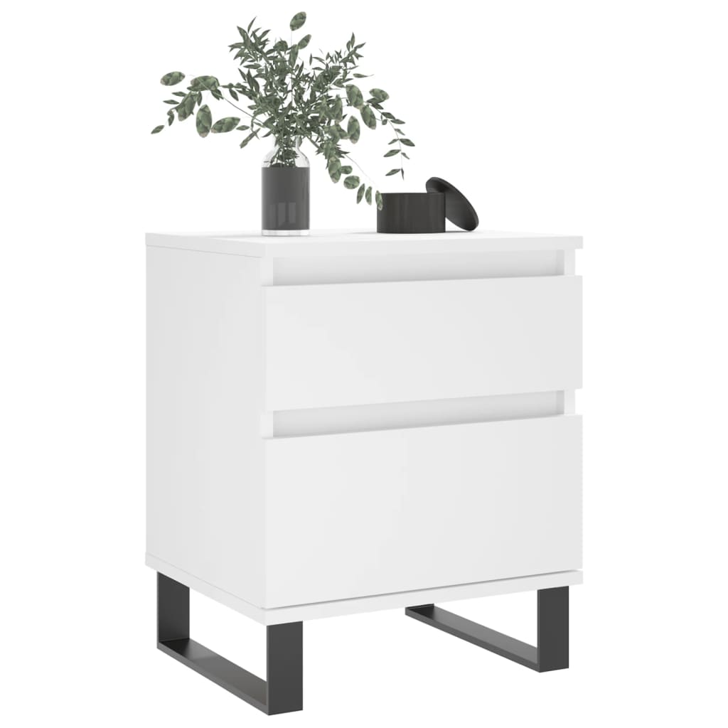 Nightstand White 40 X 35 X 50 Cm Particleboard