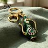Pitcher Key Ring Retro Teapot Keychain with Rhinestones Ethnic Style Vintage Pot Ring Decorative Pendant for Handbags Backpacks Car Keys 3D