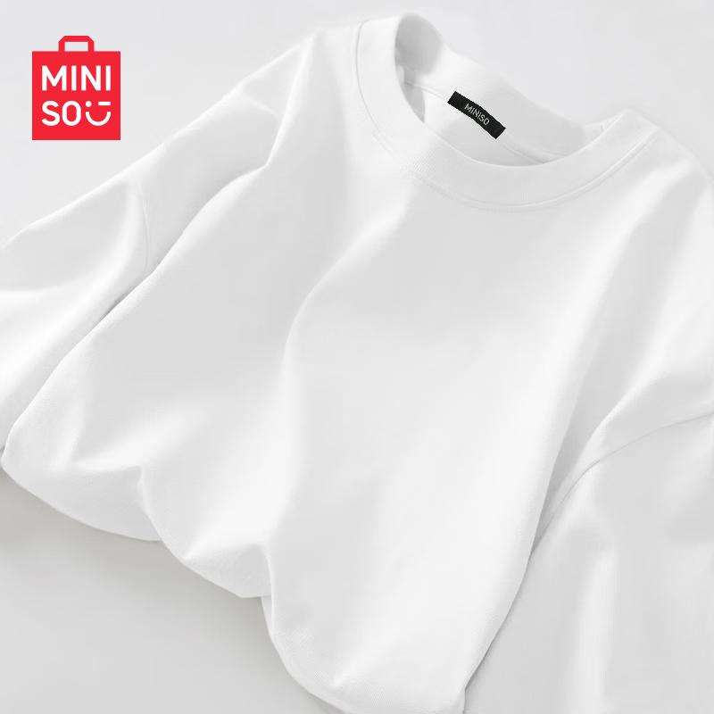MINISO Women's Long Sleeve Loose Fit Cotton T-Shirt