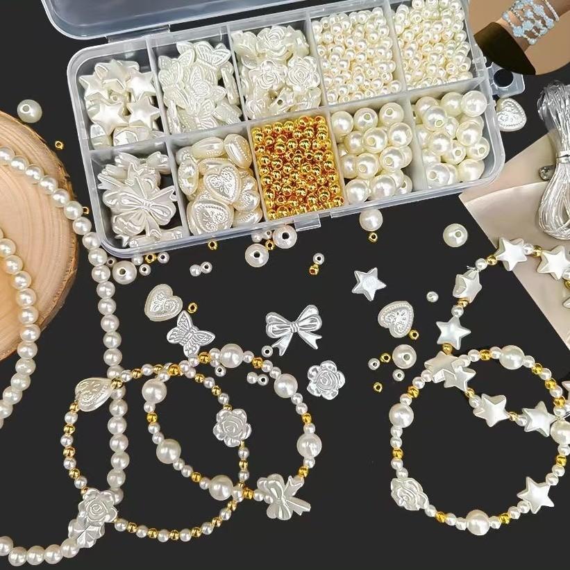 Diy Necklace Loose Beads Handmade Pearl Set Beaded Accessories Bracelet Square Accessories Bracelet