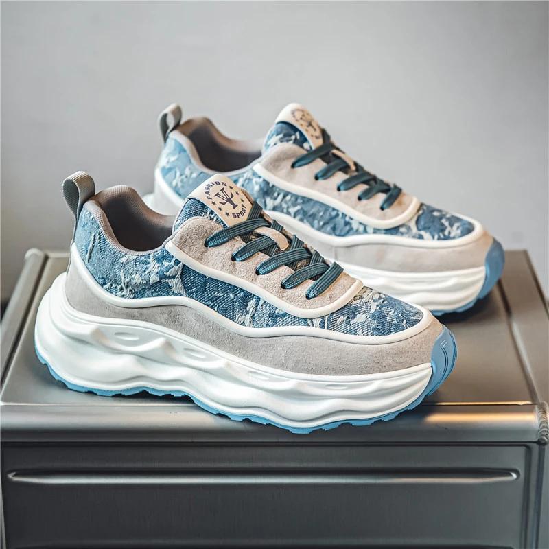 Fashion Designer Men's Sports Shoes Breathable Comfortable Casual Height Increased Platform Shoes Non-slip Thick-soled Chunky Sneakers