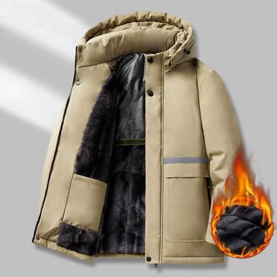 Winter Men's Graphene Mid-length Casual Cotton-padded Jacket Men's Simple Reflective Strip Men's Cotton-padded Jacket Casual
