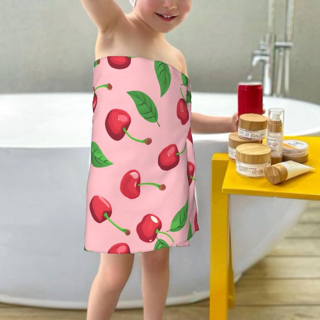 Pink Fruit Cherry Kids Beach Towels Microfiber Beach Towels for Boys Girls Sand Free Absorbent Toddler Pool Towels Bath Towel
