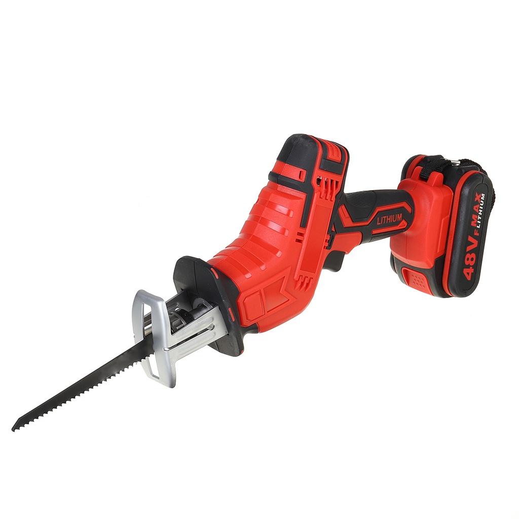 48V Cordless Reciprocating Saw High Speed Chainsaw Wood Metal PVC Pipe Cutting Reciprocating Saw Power Tool with 7500mAh Battery