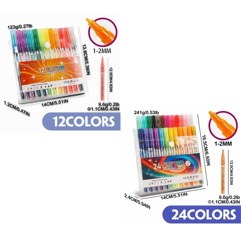 24 Colors Acrylic Pen Set 12 Colors Art Markers Pen Set Water-Based Pen Wood Art