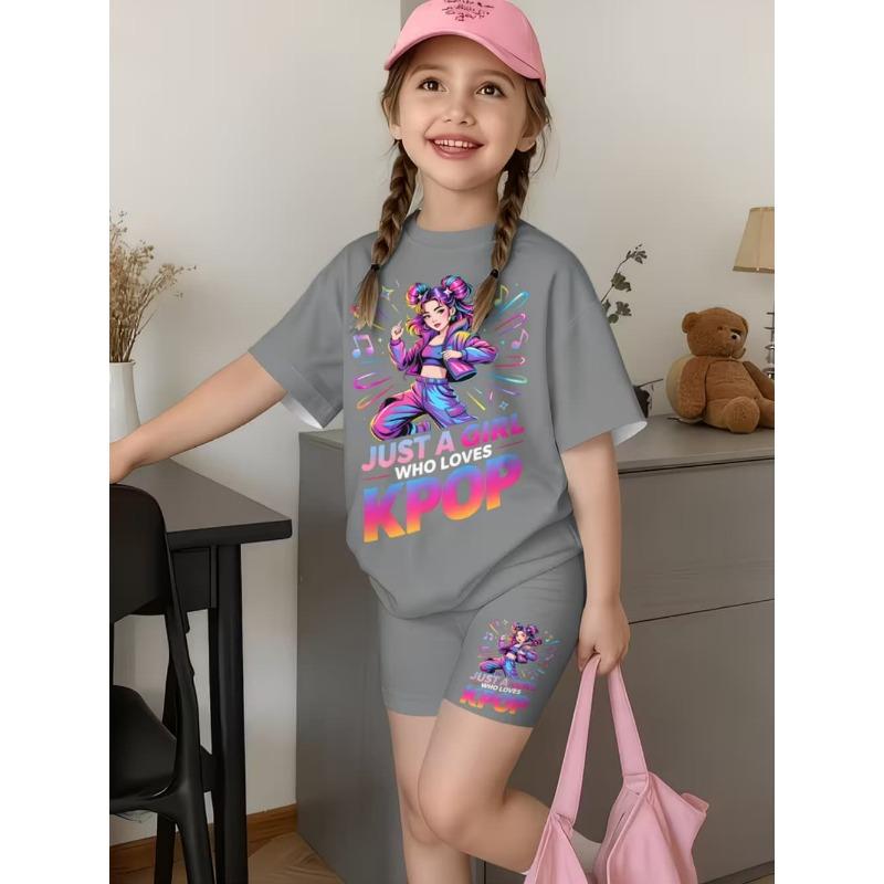 2-teiliges Sommer-Kinder-Freizeit-Sport-Trend-Set mit 3D-Musterdruck, Rundhals-T-Shirt und Shorts