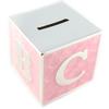Les Trésors De Lily [L1977] - Silver Pink 'Alphabet' Metal Piggy Bank - 65x65x65 Mm