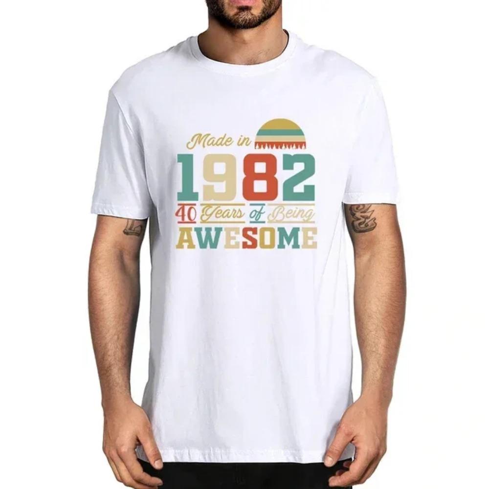 Vintage 40-årsdag 40 år 1982 Retro Kassettband Videokassett Diskettskjorta T-shirt Man Fru Skjorta Streetwear