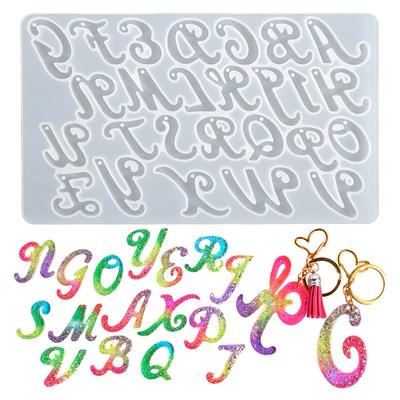 Resin Keychain Letter Molds With Hole Drop Glue Alphabet English Word Pendant