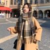 Winter Wool Scarf For Women Korean Black White Plaid Warm Scarves Thicken Warm Knitted Shawl Girls Neckerchief