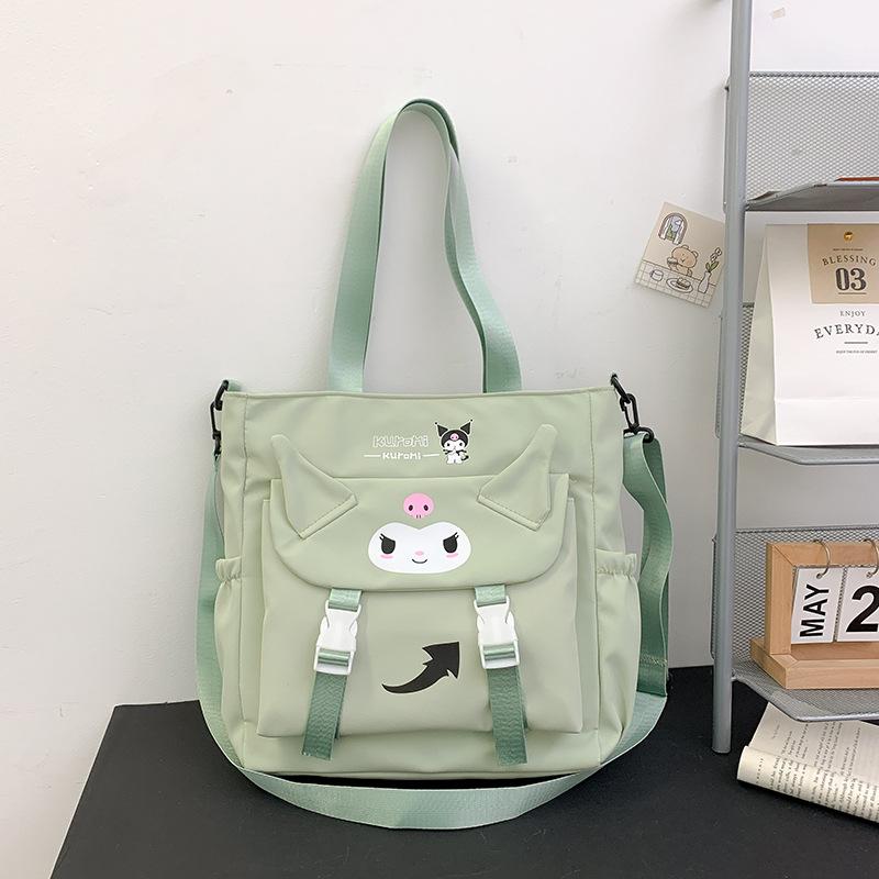 Kuromi New Series Girls Large Capacity Messenger Bag Fashion Cartoon Tote Bag All Match Students Causal Oxford Cloth Bag