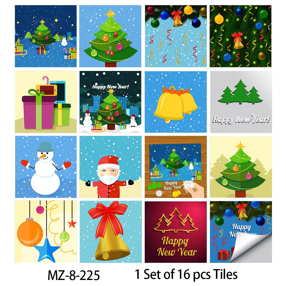 16db karácsonyi mintás csempe matrica konyha gardrób fürdőszoba lakberendezési öntapadó kristály kemény film művészet falmatricák