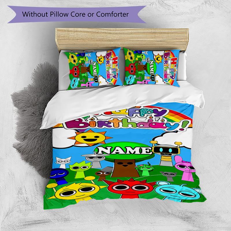 3pcs SPRUNKI12 Cover Set - Personalized Name, HD Printed Bedding with 1 Cover and 2 Pillowcases - Perfect for Home Decor, Easy Care