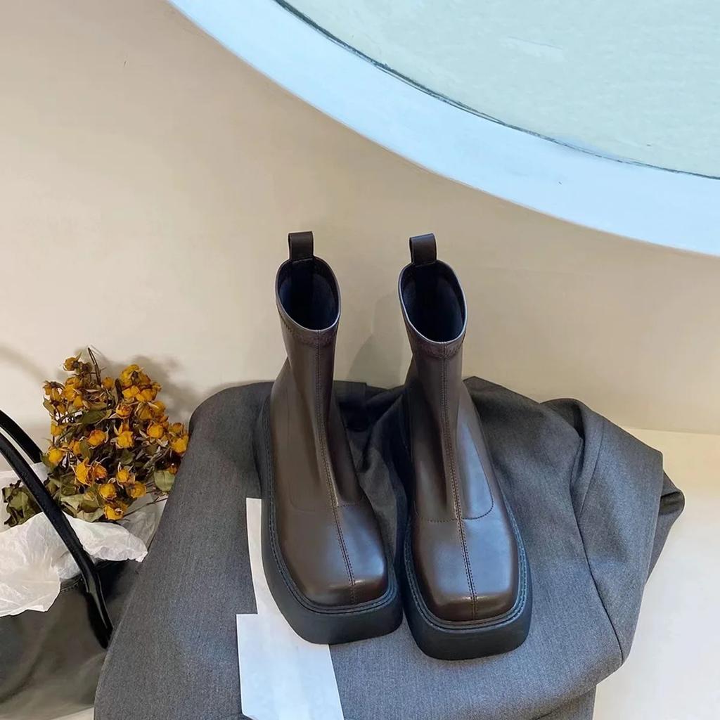 Gothic Boots for Women Fashion Zippers Street Style Short Booties Thick Bottom Women's Ankle Booties