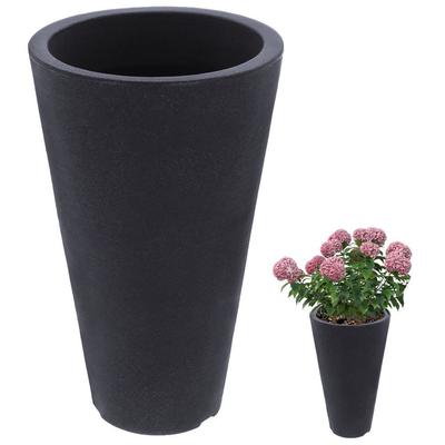 Gray Round Plastic Garden Pot 28x45 Cm