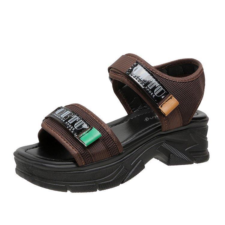 

Foreign trade women s sandals 2025 spring and summer new thick-soled heightening sandals sports style open-toed Velcro women s shoes 40 темно-коричневого кольору