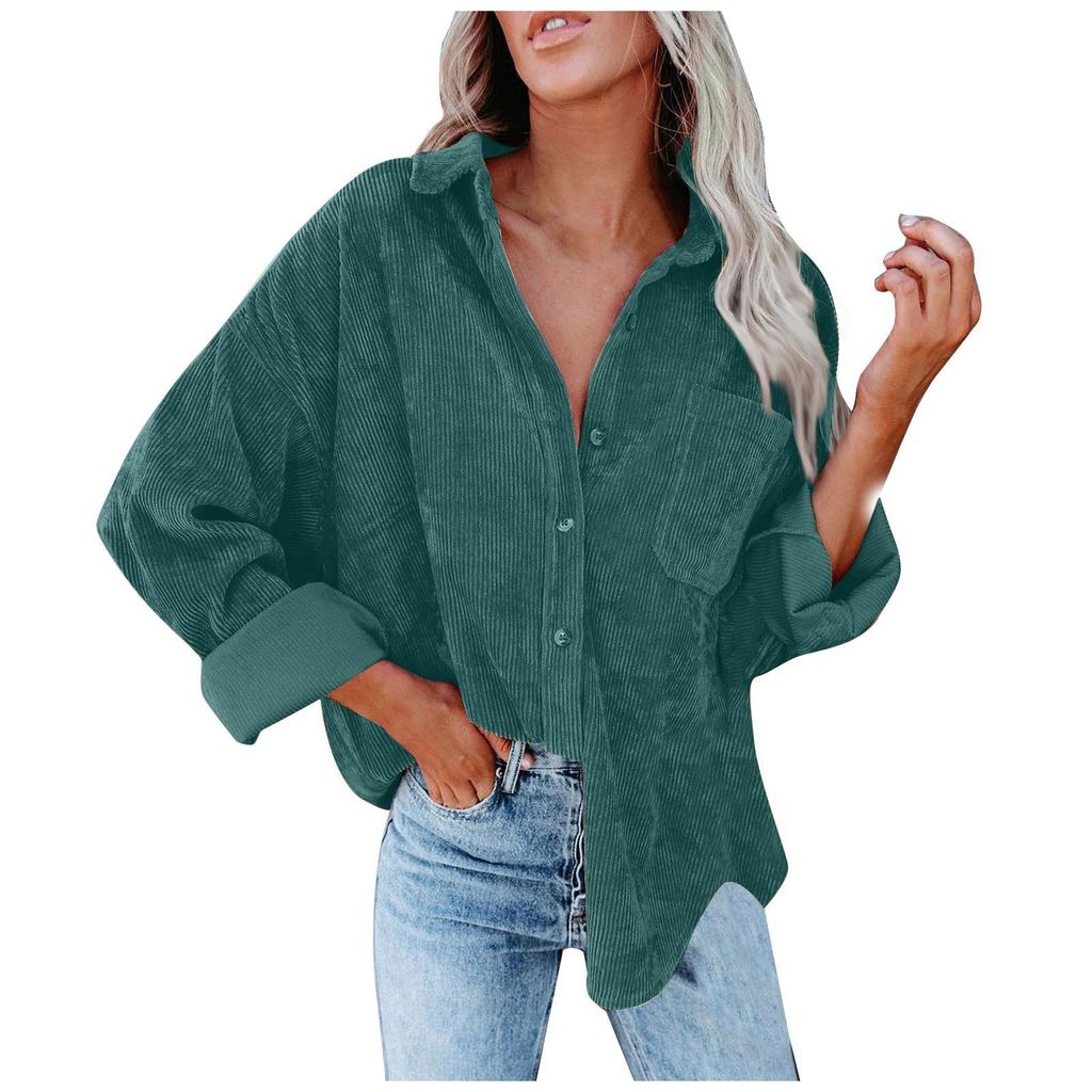 Jachetă casual din catifea cu mânecă lungă, cu rever, de culoare solidă