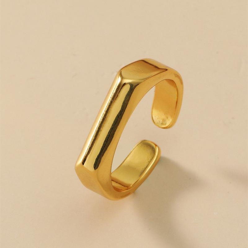 Set of 3 Adjustable Geometric Open Rings for Women, Korean Style - Simple, Trendy Semi-circular Design