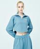 ATTENTIONROW FOR WOMEN Front Logo Sporty Crop Half Zip (Blue)