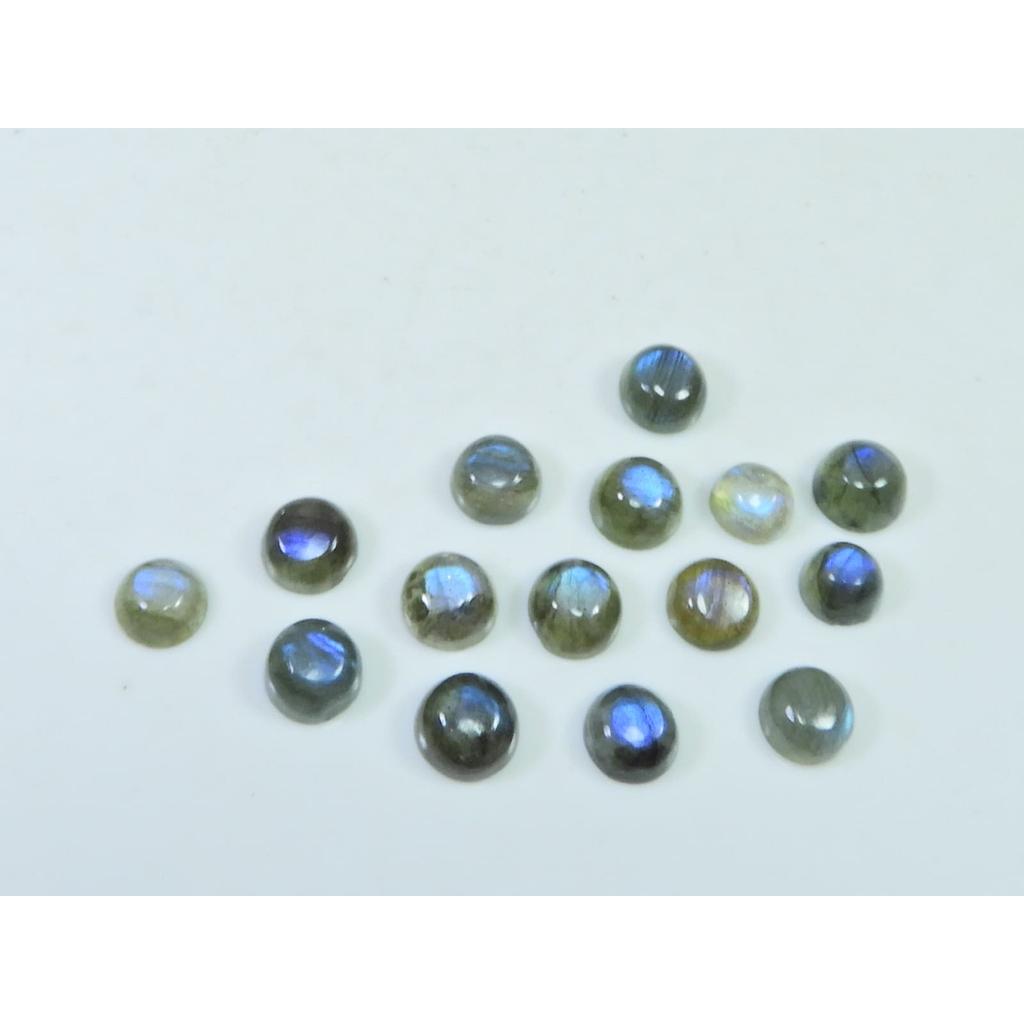 7X7MM Natural Labradorite Blue Round Cabochon Loose Gemstone 14Pcs Lot C-1036